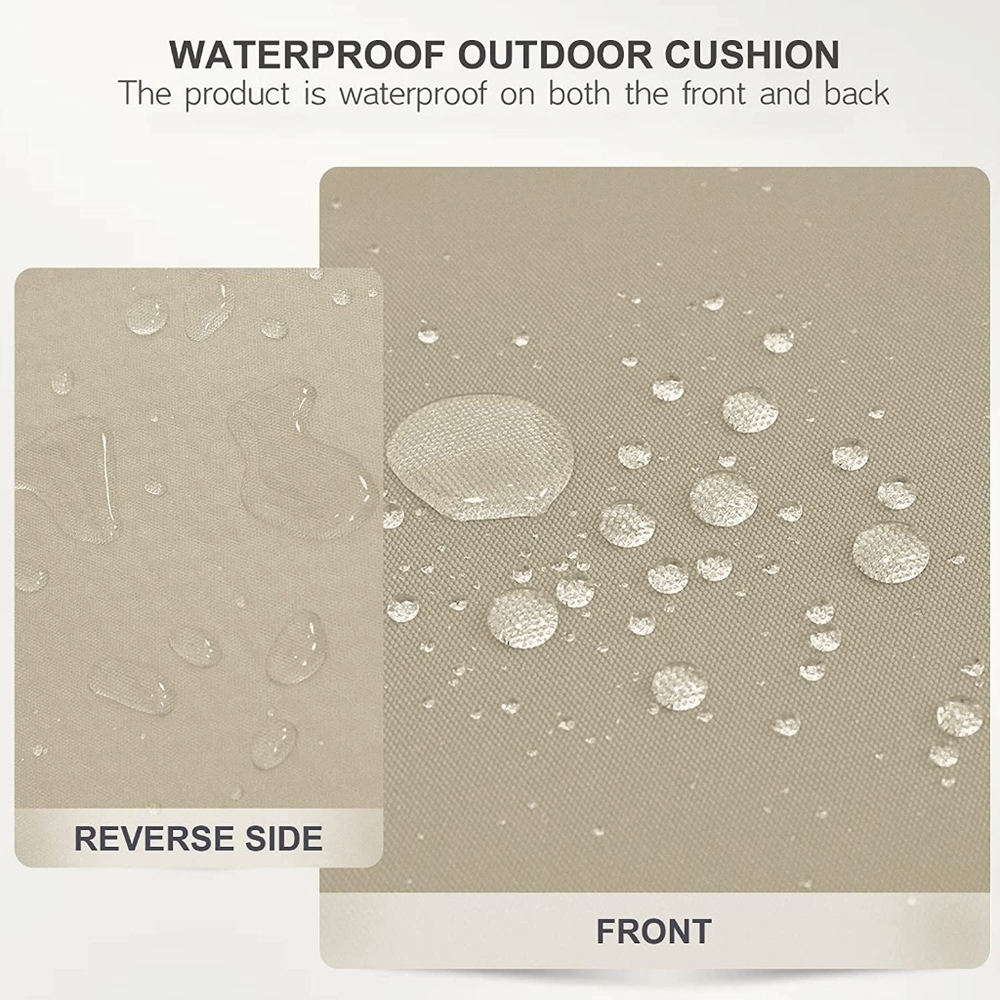 SET of 2 Patio Chair Cushion 19 x 19 Inch Waterproof Outdoor Seat Cushions,Beige - Picture 3 of 5